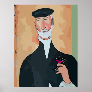 Póster Viejo francés con vidrio de vino