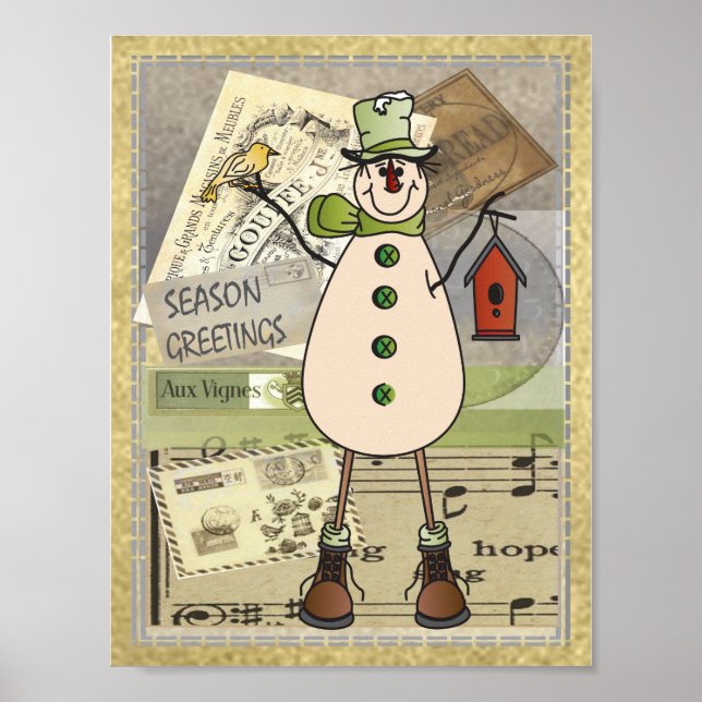 Póster Viejo Hombre de Nieve Verde de Moda (Frente)