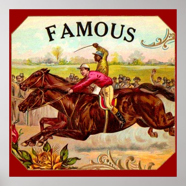 Póster Viejo jeo de la Carreras de Caballo de la Raza (Frente)