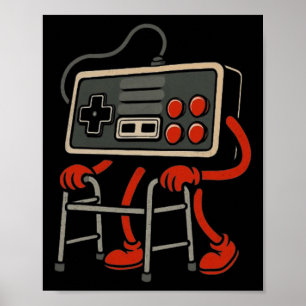 Póster Viejo Jugador Retro Videojuego Viejo Jugador Video
