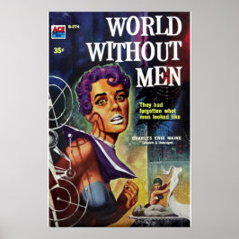 Póster Viejo libro de pulpa World WIthout Men