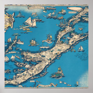 Póster Viejo mapa de las Bermudas
