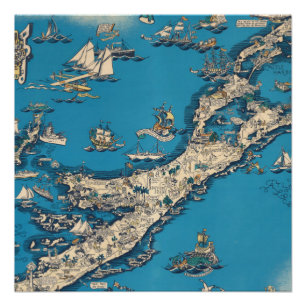 Póster Viejo mapa de las Bermudas