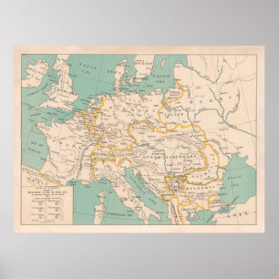 Póster Viejo mapa europeo (1913) viejo continente europeo