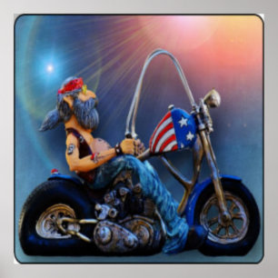 Póster Viejo motorista americano