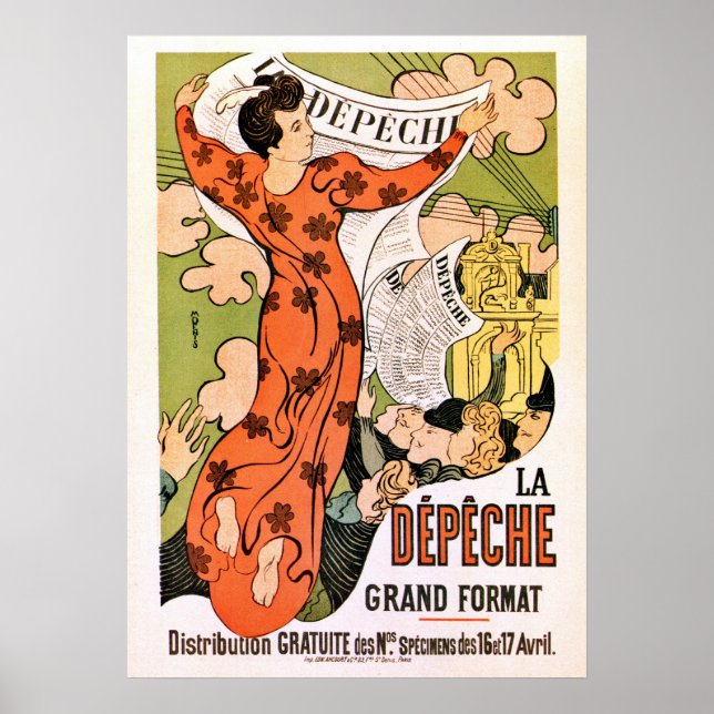 Póster Viejo periódico francés belle époque Art Nouveau (Frente)