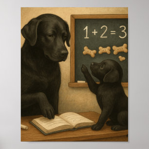 Póster Viejo perro enseña algunas viejas matemáticas a un
