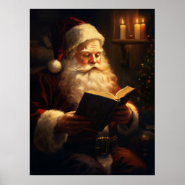 Póster Viejo Santa Claus Reading