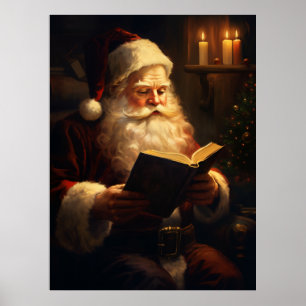 Póster Viejo Santa Claus Reading