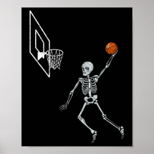 Póster Viejo Skeleton Sketll Player Dunop Hoop Hallow