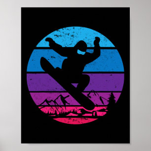 Póster Viejo Snowboard Snowboard Snowboard Silhouette I R