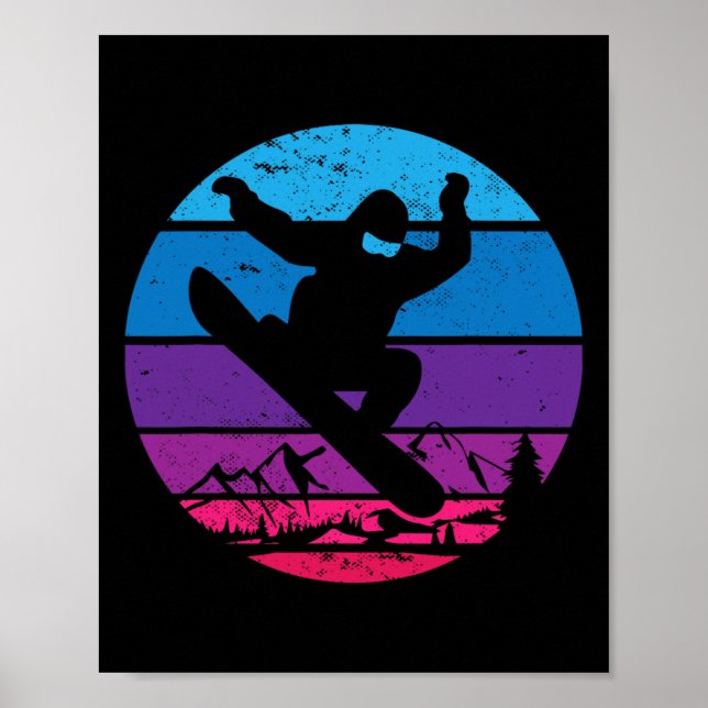 Póster Viejo Snowboard Snowboard Snowboard Silhouette I R (Frente)