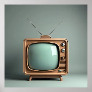 Póster Viejo televisor con antena