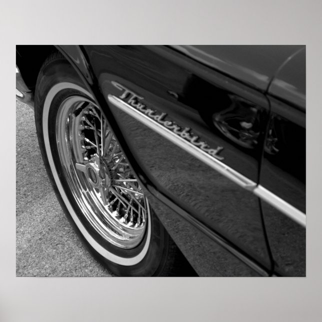 Póster Viejo Thunderbird Poster Blanco y Negro (Frente)