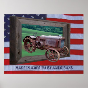 PÓSTER VIEJO TRACTOR SALIENDO DEL POSTER DEL MARCO