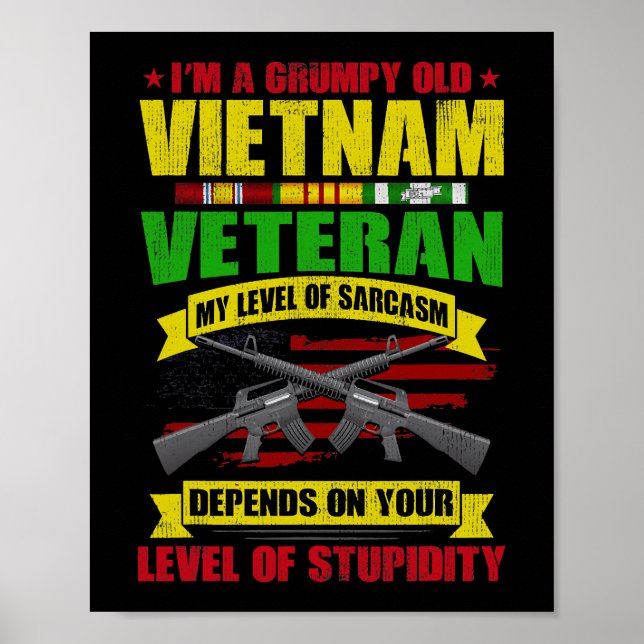 Póster Viejo Vietnam veterano gruñón 212 (Frente)