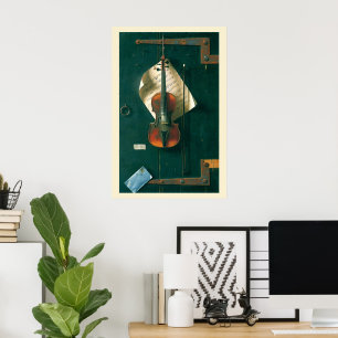 Póster Viejo violín por vida de William Michael Harnett