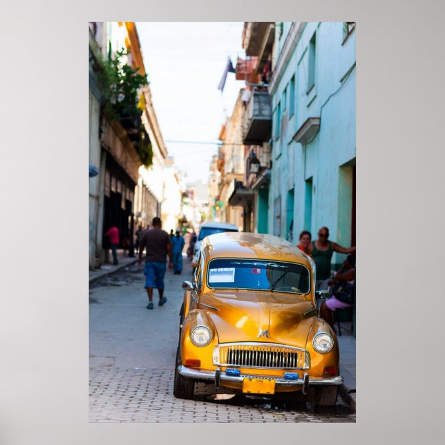 Póster Viejos autos en las calles de La Habana (Frente)