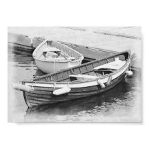 Viejos barcos de madera Poster blanco y negro