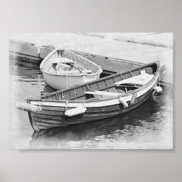 Póster Viejos barcos de madera Poster blanco y negro
