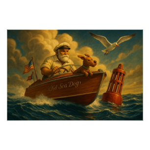 Póster Viejos perros del mar: un marinero y su fiel canin