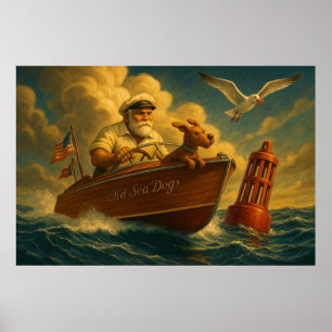 Póster Viejos perros del mar: un marinero y su fiel canin