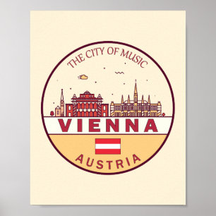 Póster Viena Austria City Skyline Emblem