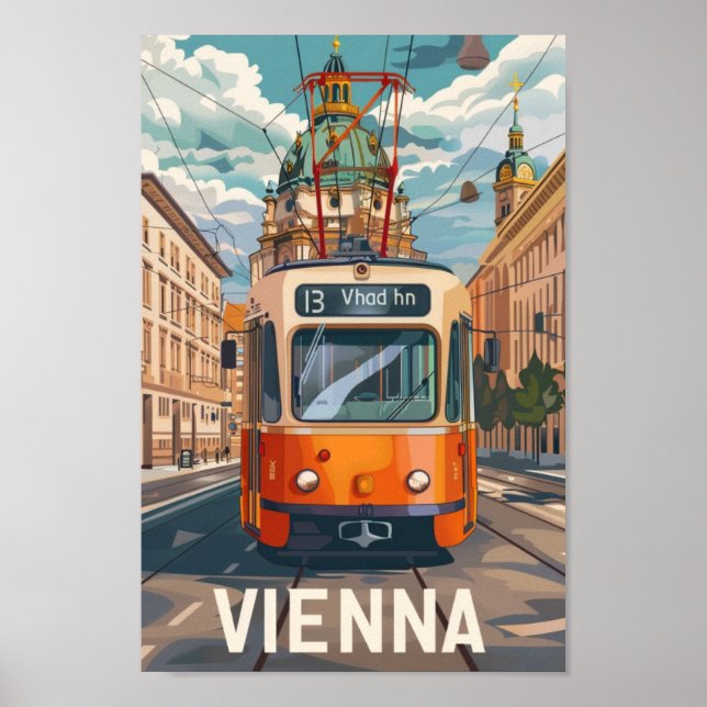 Póster Viena Austria Famoso lugar de viaje vintage (Frente)