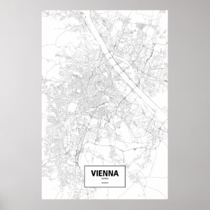 Póster Viena, Austria (negro sobre blanco)