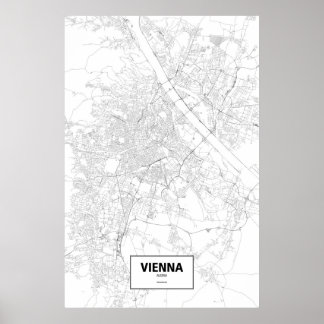 Póster Viena, Austria (negro sobre blanco)