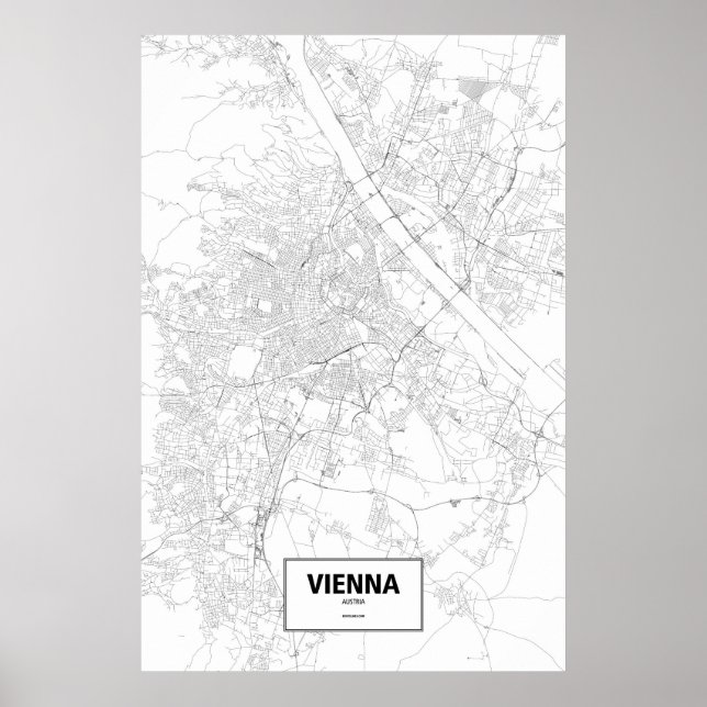 Póster Viena, Austria (negro sobre blanco) (Frente)