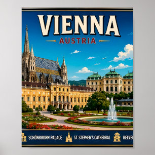 Póster 🏛️ Viena Austria Recuerdo de Viaje Histórico Rega