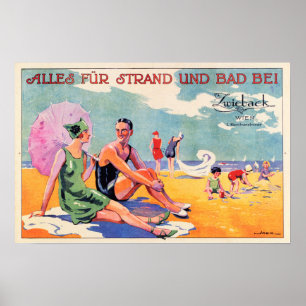 Póster VIENA AUSTRIA Sea Beach Bath Holidays Old Travel