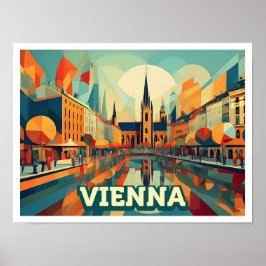 Póster Viena Austria Viaje artístico colorido