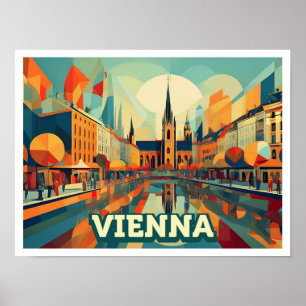 Póster Viena Austria Viaje artístico colorido