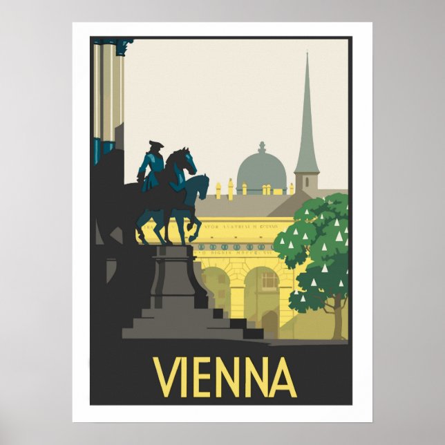 Póster Viena, ilustracion, poster de viajes vintage (Frente)