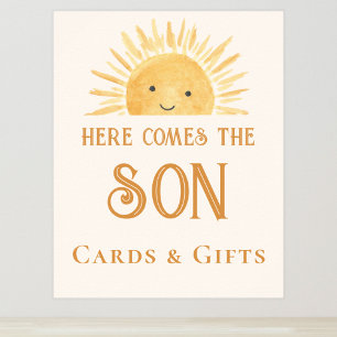 Póster Viene El Rótulo Baby Shower De Las Tarjetas De Hij
