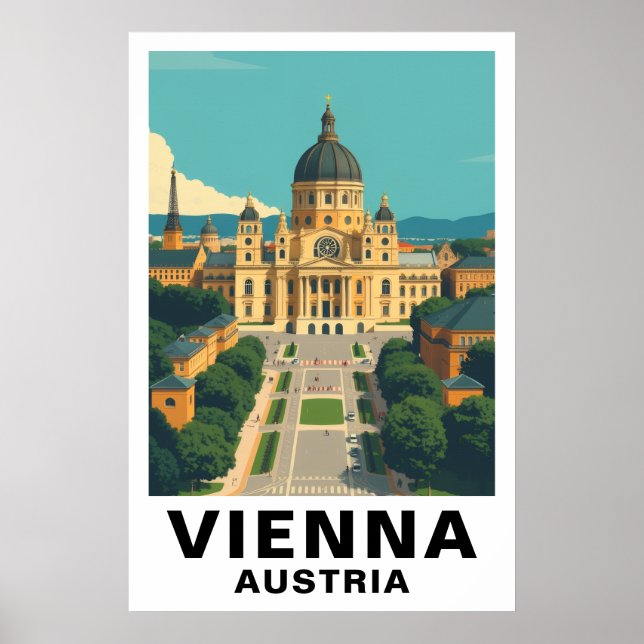 Póster Vienna Austria Vintage Travel Baroque Art Print (Frente)