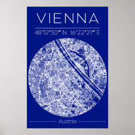 Póster Vienna Blueprint City Map Poster Minimal Wall Art