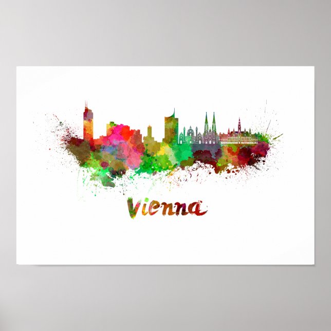 Póster Vienna skyline in watercolor (Frente)