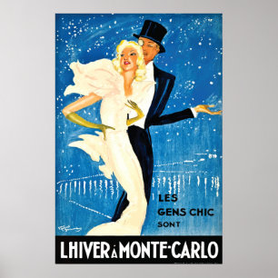 Póster Viento europeo vintage en Monte Carlo