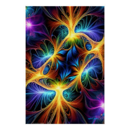 Póster Vientos cuánticos: fractal AI-multicolor