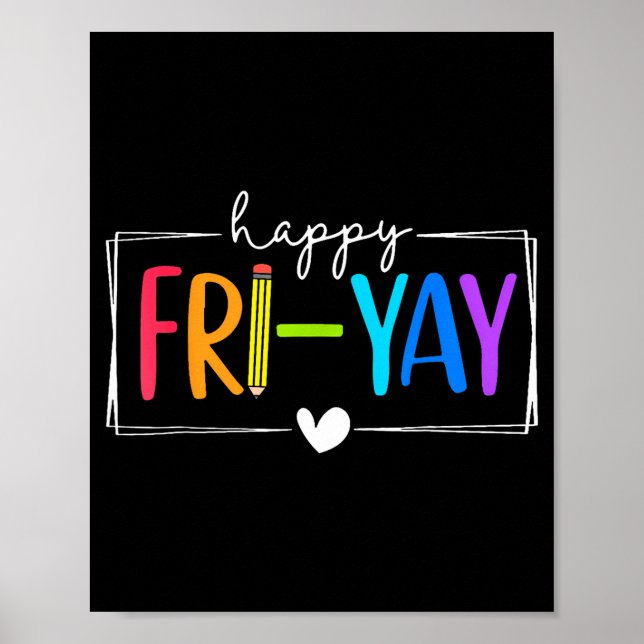 Póster Viernes Feliz Divertido Viernes Profesor Estudiant (Frente)
