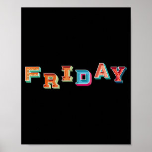 Póster Viernes Vintage Día De La Semana Fácil Grupo Hallo
