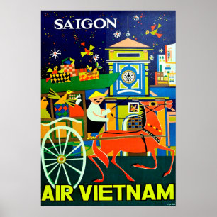 Póster Vietnam, Saigón, Ho chi Minh, ciudad, viaje vintag