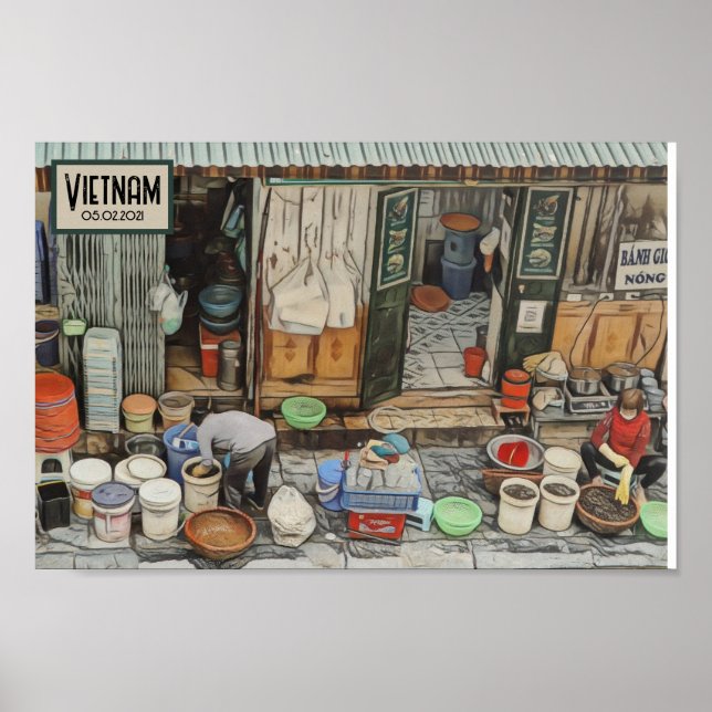 Póster Vietnam Street Life, Personalizable Travel Date (Frente)