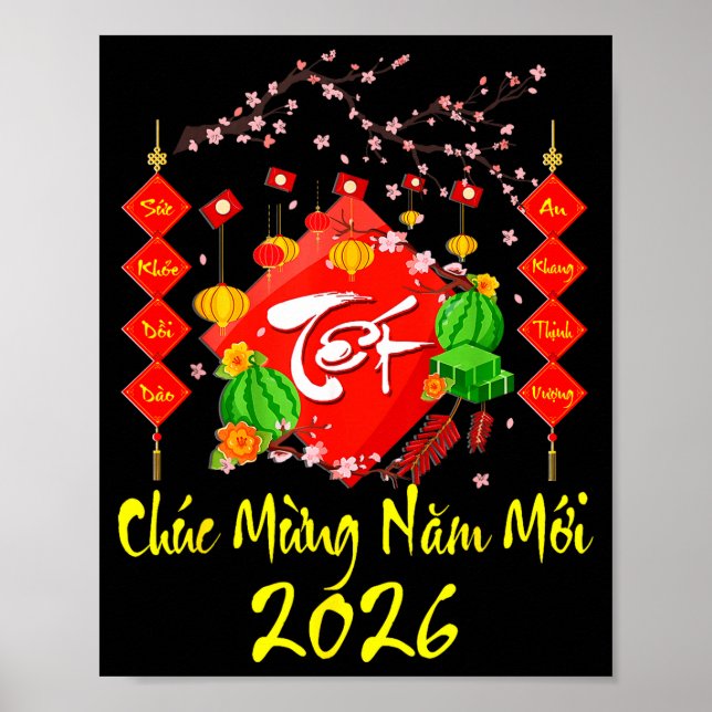 Póster Vietnamese Lunar New Year 2026 Tet Viet Chuc Mung  (Frente)