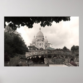 Póster Vieux carrousel Sacré-Cœur de Montmartre Paris