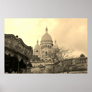 Póster Vieux carrousel Sacré-Coeur de Montmartre París