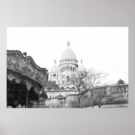 Póster Vieux carrousel Sacré-Coeur de Montmartre París